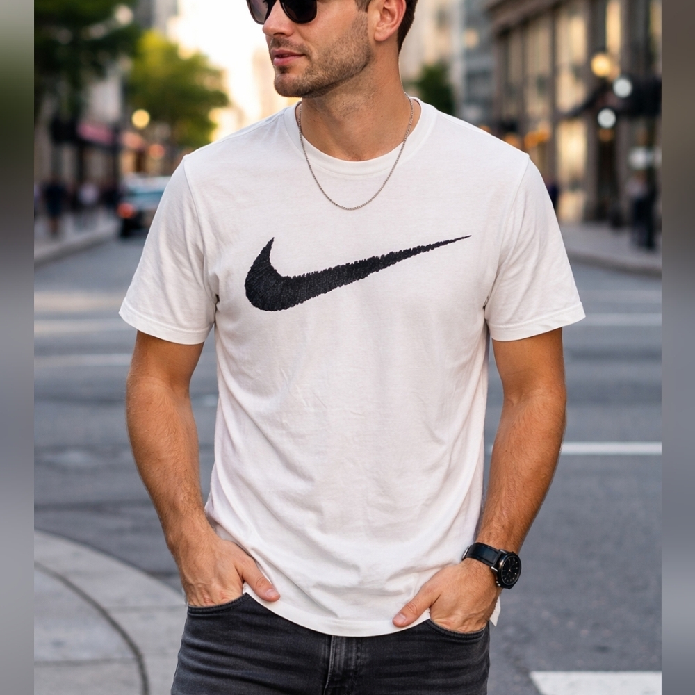 Nike White Athletic Cut Tee | Men's Medium | Great Condition